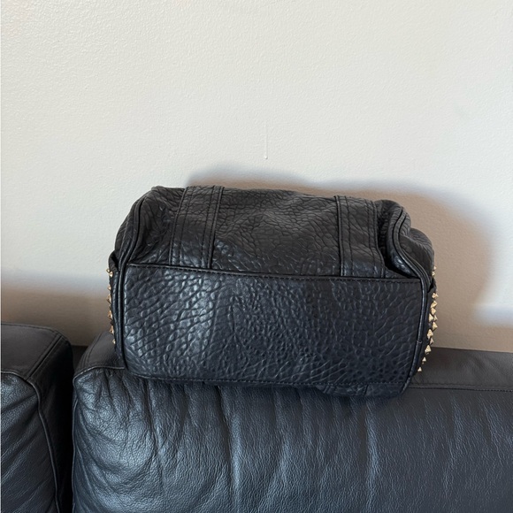 David Jones Black Leather Satchel with Gold Studs - Picture 7 of 11